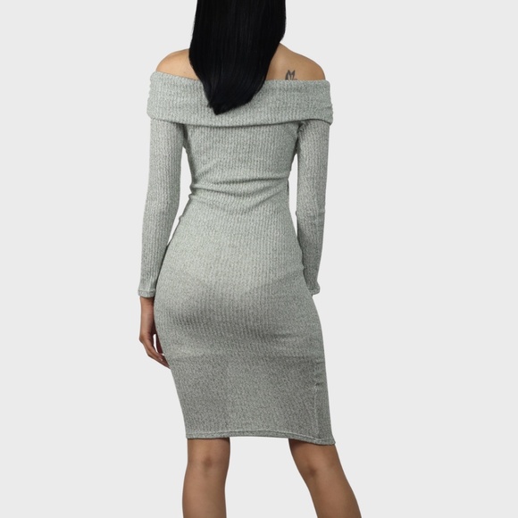 Marled Ribbed Sweater Dress Green - Picture 3 of 3